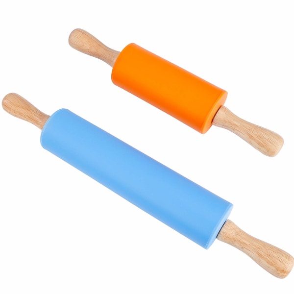 2 delar silikonkavel Non-Stick Surface Roll Pin Medium och Mini (Blå & Orange)