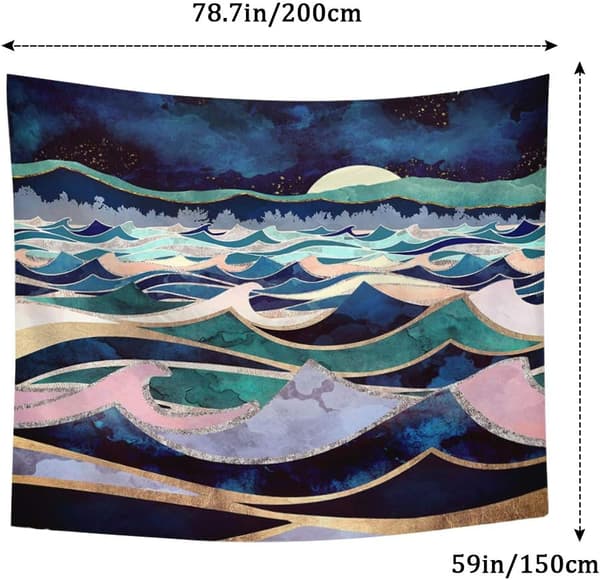 Väggbonad, Ocean Tapestry Sheet Space Väggbonad Sovrum Bonad Hem Sovsal Dekor, 78,7x59in