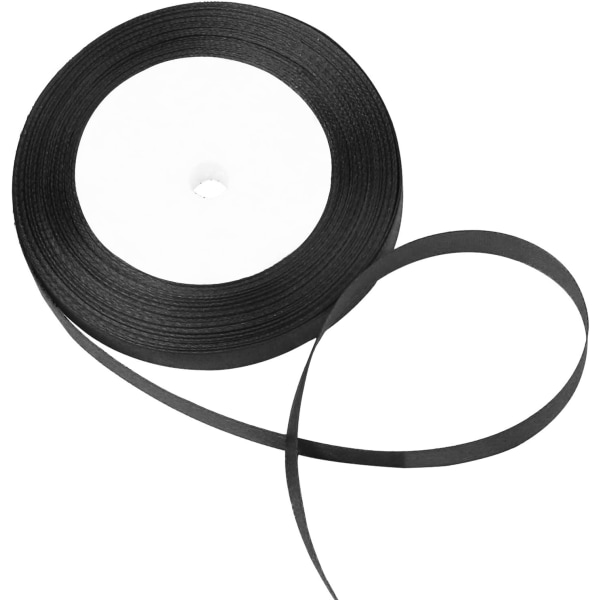 10 mm x 22 m dubbelsidigt satinband för presentinslagning av bröllopsfestdekoration (svart) Black