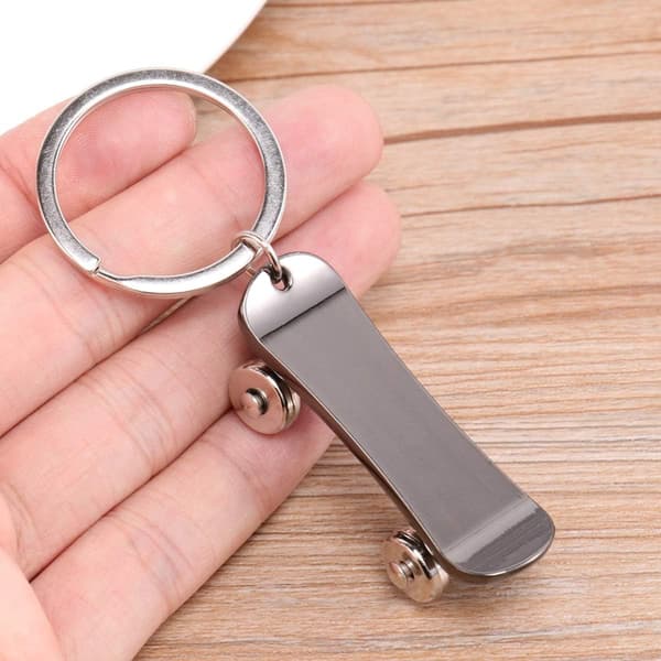 Sæt med 2 Finger Skateboard Nøglering Flaskeåbner Skateboard Form Charm Nøglering (Sølv) Silver