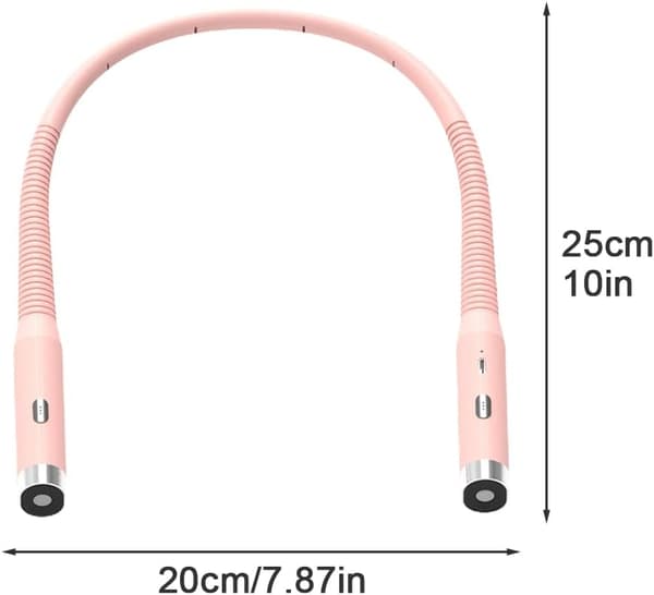 LED-halsleselys, håndfrie boklys for lesing om natten, USB oppladbart (rosa) pink