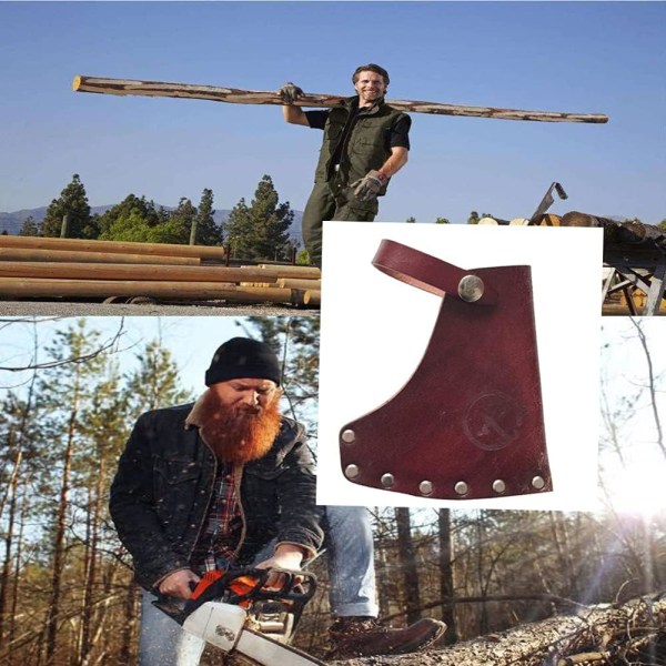 Axe Sheath Läderskydd Verktyg Läder Yxhuvudsskydd med Läder