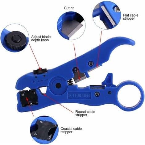 Fonepro Wire Stripping Tool Rotary Coaxial Cable Cutter Stripper Stripping Tool, 1 stk., blå