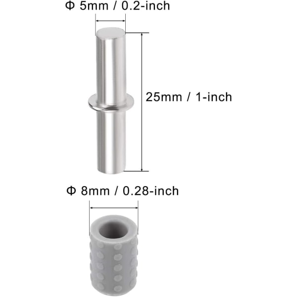 Hylla fästelement pinnar（5x25mm）Rostfritt stål hylla hållare stöd stift för skåp bokhylla 20 st 5*25mm