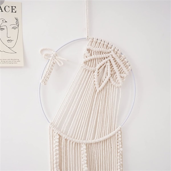 Boho Macrame Murd hängande, handvävd tapet blad väggmatta