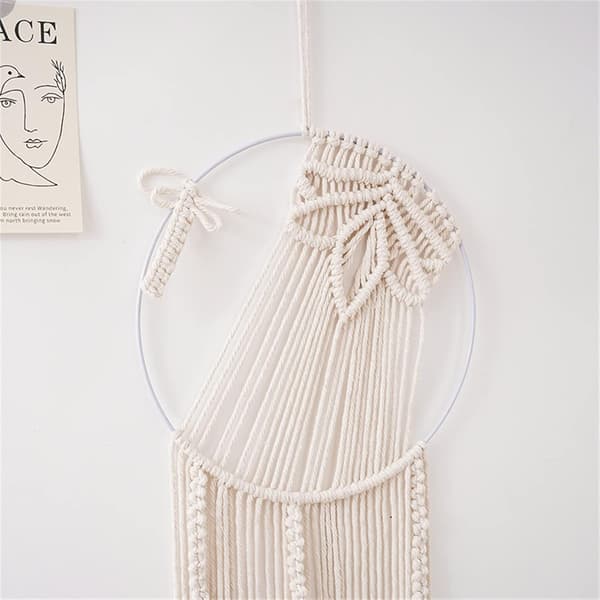 Boho Macrame vægophæng, håndvævet tapetblad vægtæppe