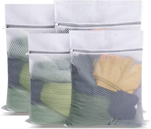 4 stk. Net Vaskepose Holdbar Honeycomb Mesh Vaskepose med Lynlåslukning (2L+2M)