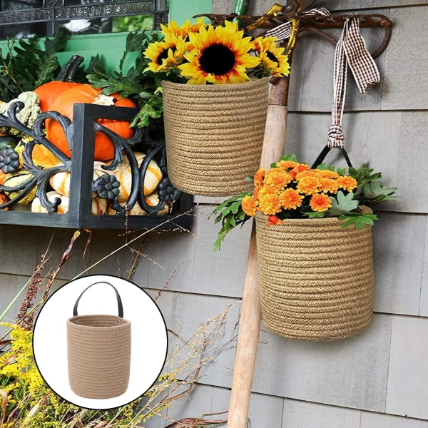 2-pack vävda väggkorgar, små förvaringskorgar, för sovrum, vardagsrum, innergård (Khaki)