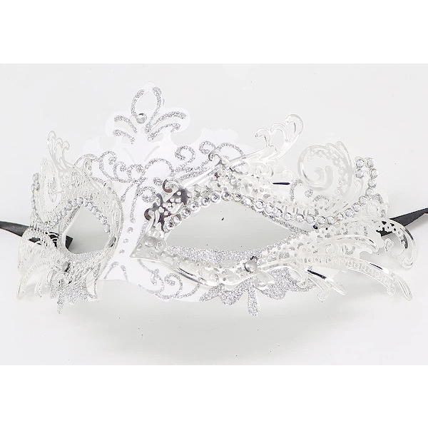 Par Maskerad Mask Metall Järn Fjäril Bal Mask (Silver Vit) 2 Stycken silver