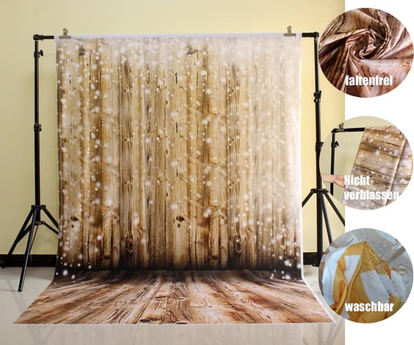 Træbaggrund 150 x 210 cm Vaskbar Vandtæt Polyester Bomuld til Julefotografering til Nyfødte og Kæledyr