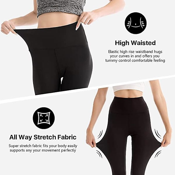 Dam med hög midja, elasticitet och ogenomskinlig, gymnastik eller yoga med magkontroll (svart XXL) xxl