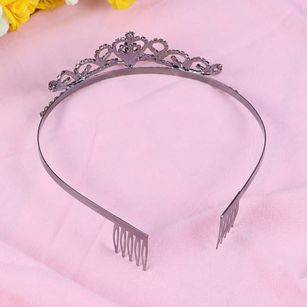 Bryllupshårbånd Hårbøjle Rhinestone Krone med Hårkam (Sort)
