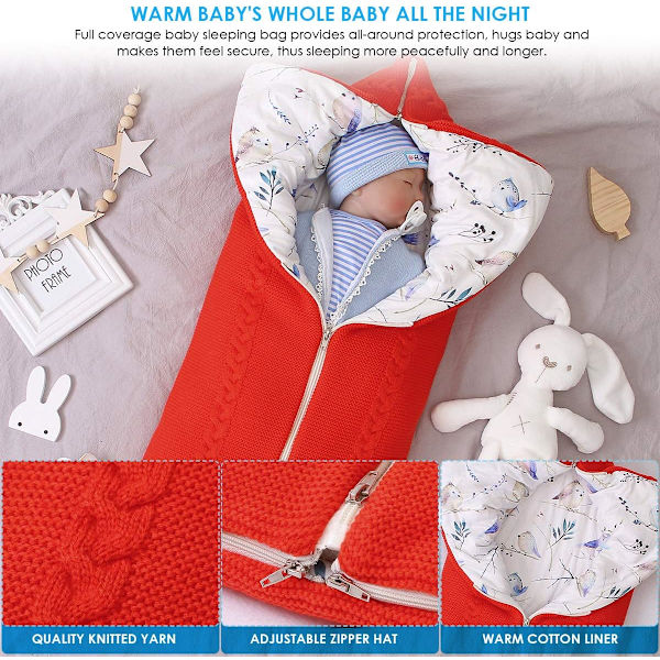 Nyfödd baby barnvagn, sovsäck, swaddle filt, multifunktionell barnvagn, 0-12 månader（grå）