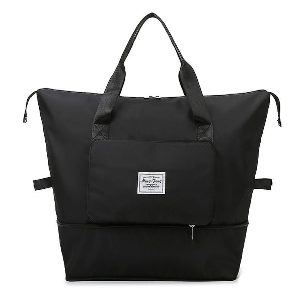Stor resväska, hopfällbar sportväska, sjukhusväska med våtfack, vattentät handväska（svart） Black