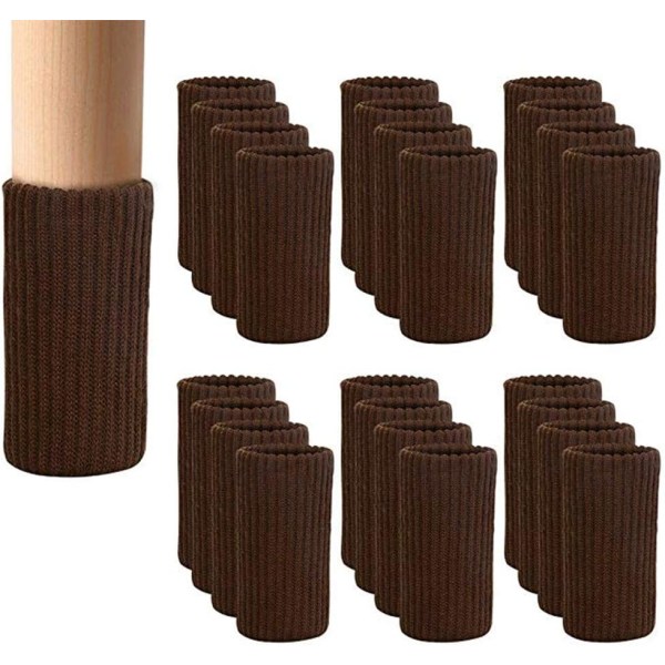 24 st stolstrumpor Elastiska möbler benstrumpor, golvskydd brown