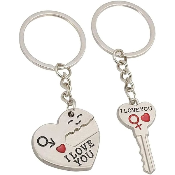 Lovers-par nyckelhänge, hjärtformad älskare key trailer, nyckelring för jubileum Alla hjärtans dag presenter