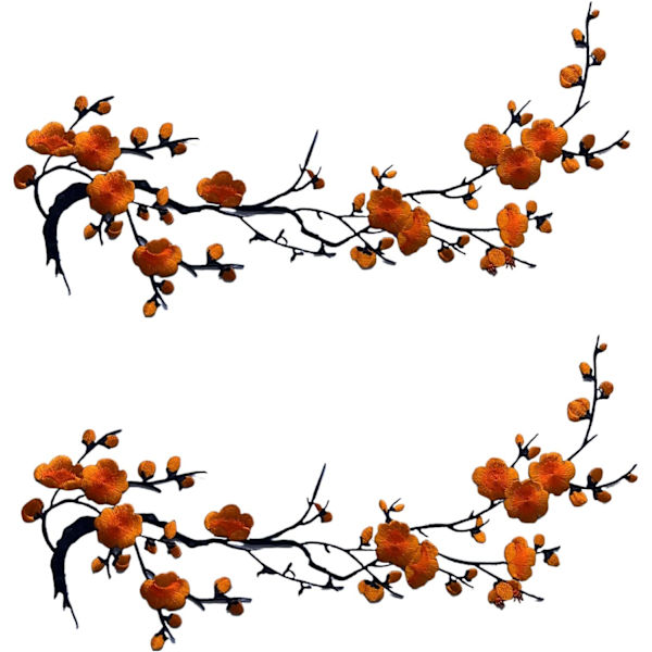 Plommon broderade lappar hantverk sömnad reparation dekorationer 2 stycken (orange) Orange