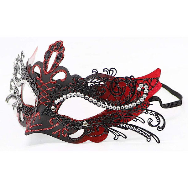 Par Maskerad Mask Metall Järn Fjäril Bal Mask Dubbel Färg (röd) 2 st red