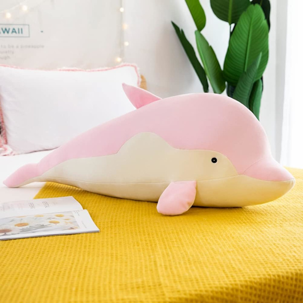 Gosedjur Delfin, 50 cm Gosedjur Delfin för Flickor Pojkar Vänner, Rosa Pink 50cm