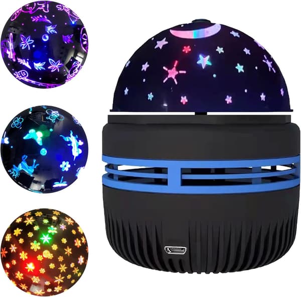 LED Galaxy Stjernelys Projektorlampe for Barnerom Mini Stjernenattlys 360° Roterende