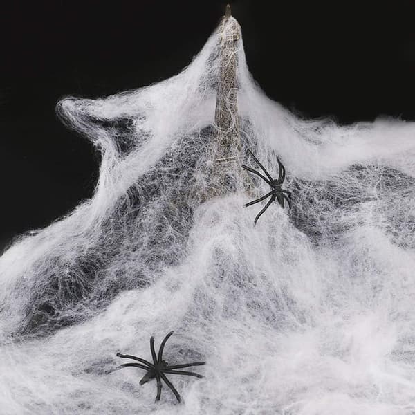 Skummel Edderkopp Halloween-dekorasjon Spindelvev med 30 Edderkopper
