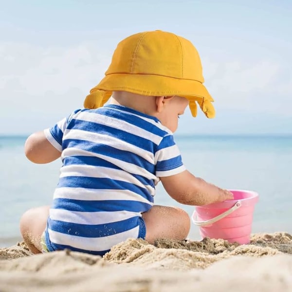 Baby solhatt UV-skydd strand fiskehatt hinkhattar för flickor pojkar 2-6 år 2-pack (färg slumpmässig)