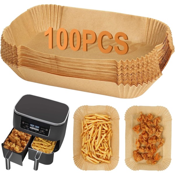 100 st engångsluftfritöspapper, rektangulär