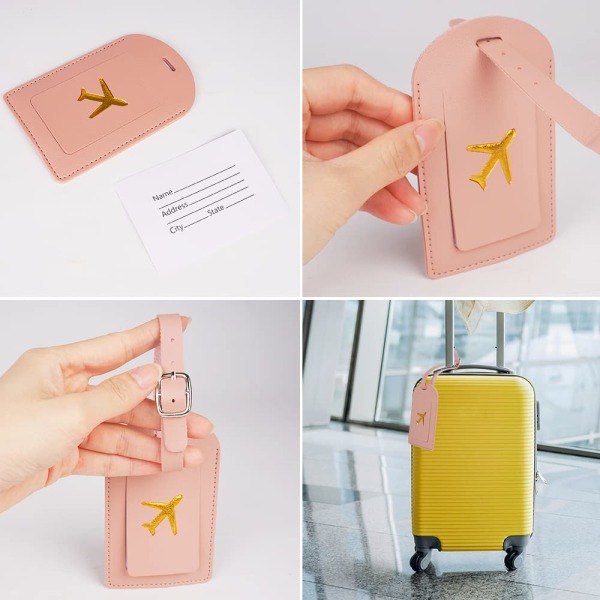 Passhållare för män och kvinnor med print ID och resedokument, bagageväska, rosa