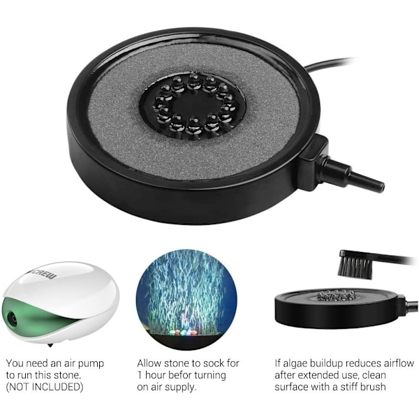 Akvarium LED-luftstensplatta, akvarieluftare med automatiskt färgbyte LED