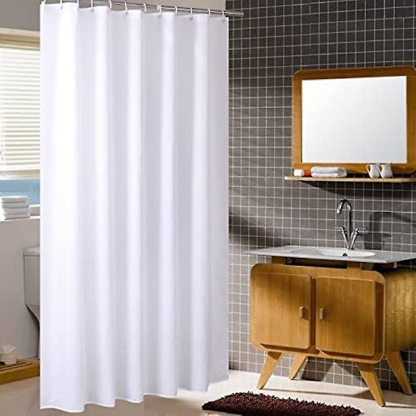 Duschdraperi 71 x 71 tum, Vattentät Polyester Badrumsdraperi Med Krokar, Vit White 71 x 71 inch