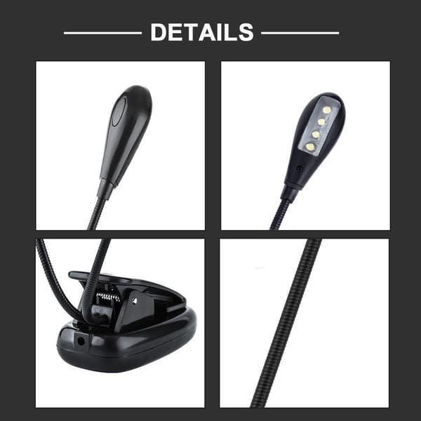 Musikkstativ LED-lys Mini dobbeltarmlys Justerbart leselys med USB-kabel lampe (8 perler) 8 Beads