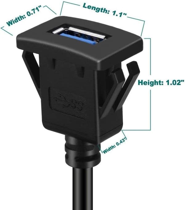 USB 3.0 han til hun kabel, til bil, motorcykel, båd (enkelt 1M)