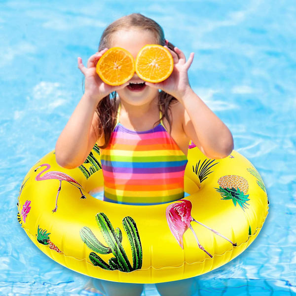 Tropisk uppblåsbar flamingo livboj 90 cm diameter uppblåsbar pool flytande leksak