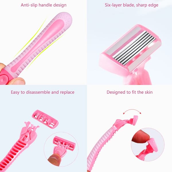 Engangsbarberhøvel for kvinner, glatt barberblad, multifunksjonell hårfjerner (rosa) Pink