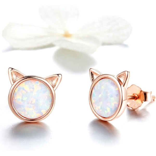 Opal Cat Stud Örhängen Damörhängen Hypoallergena örhängen Tillbehör (roséguld) rose gold