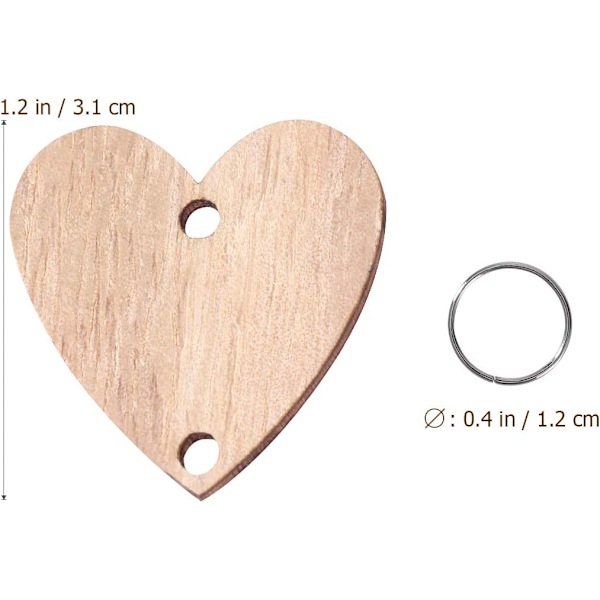 50 st hjärtformade träskivor med 50 järnöglor set DIY födelsedagspåminnelse