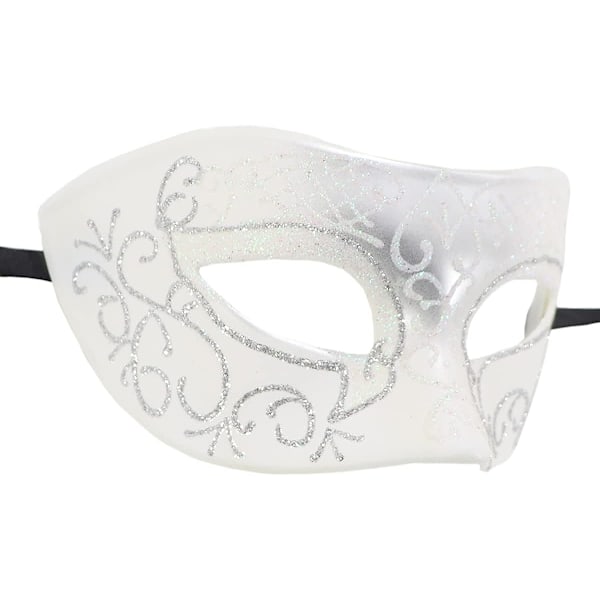 Par Maskerad Mask Metall Järn Fjäril Bal Mask (Silver Vit) 2 Stycken silver