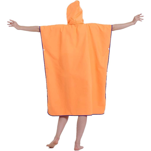 Unisex Badrock Poncho Strandhandduk Mikrofiber Snabbtorkande Badrock Poncho med Huva Badhandduk（orange） orange