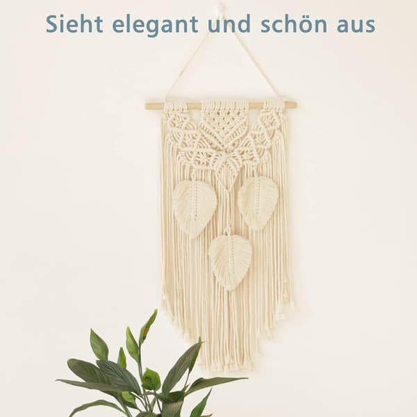 Stor makramé veggoppheng, håndlagde makramédekorasjoner, boho-dekor