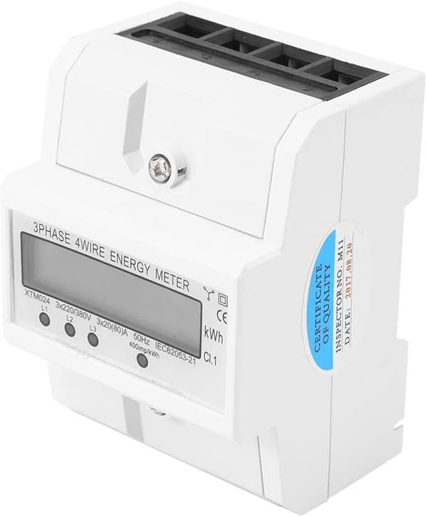 Elmåler, Energimåler, Trefaset Fire-leder Digital LCD Elmåler, DIN-skinne 3 x 20(80A)