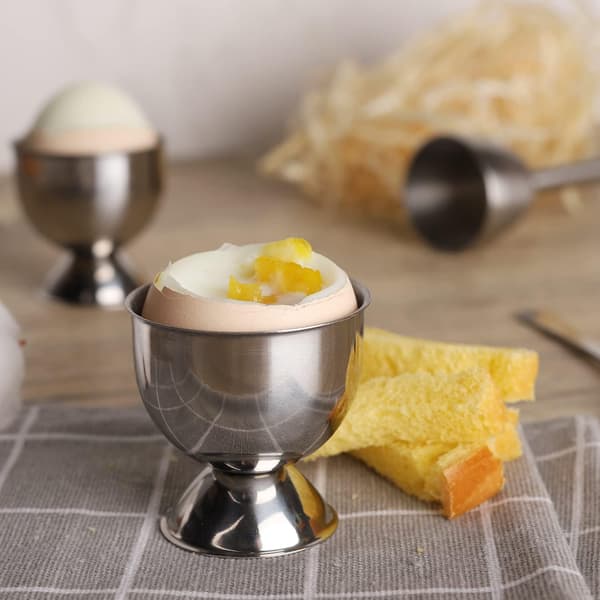 Eggkopper sett for kokt egg, eggeholder i rustfritt stål, kjøkkenverktøy