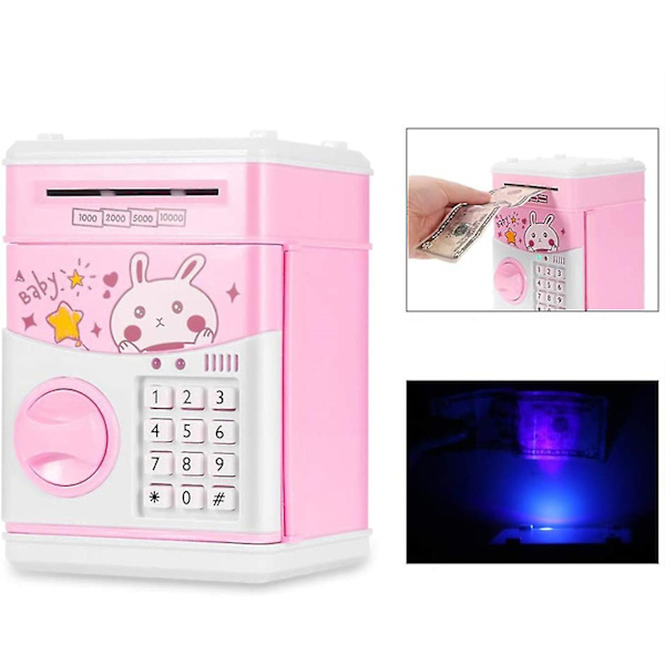 Elektronisk spargris Mini ATM Lösenord Mynt Sparbössa Barnleksaker Presenter pink