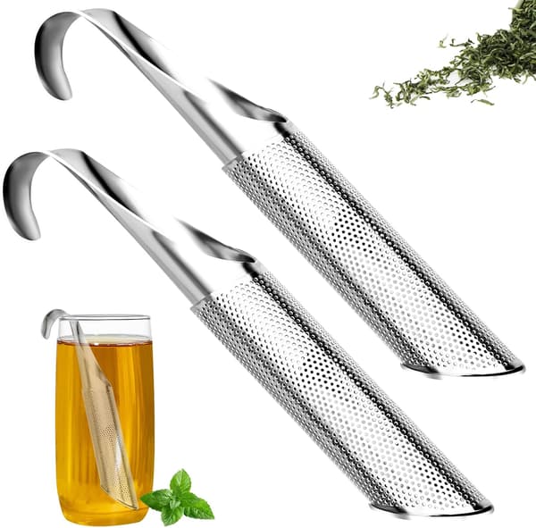 2 STK. Te-si, Te-diffuser i rustfrit stål, Te-filter med langt håndtag