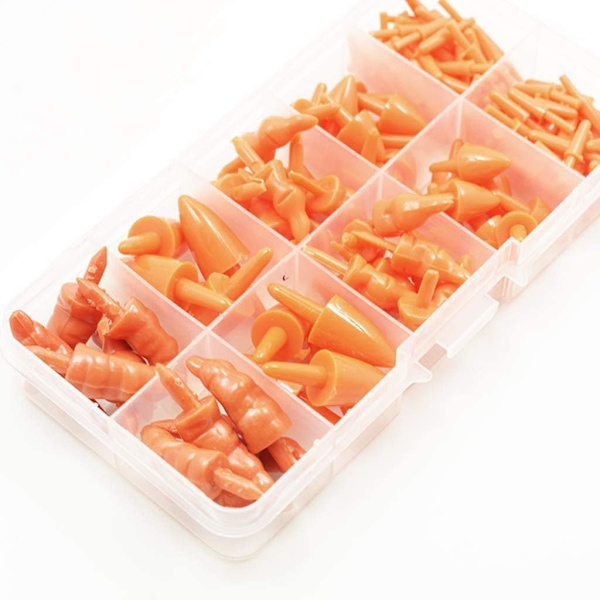 160 st plast långa säkerhetsnäsor miniatyr orange harts morotsnäsa