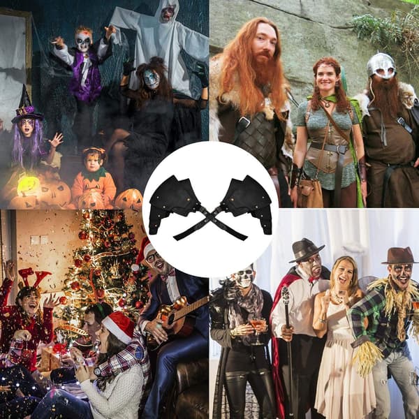 Mænds Steampunk Skulderrustning PU Læder Retro Middelalderlig Skulderrustning Justerbar Black
