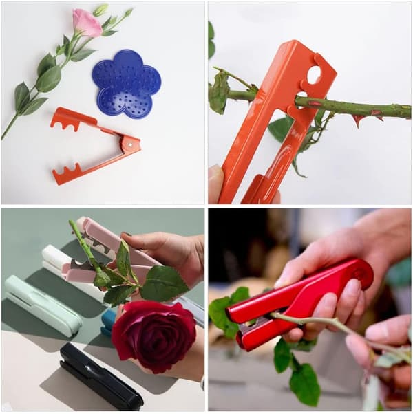 4 deler rosetornerfjerner-sett, tornerfjerner, rosetang, blomsterbeskjæringsverktøy