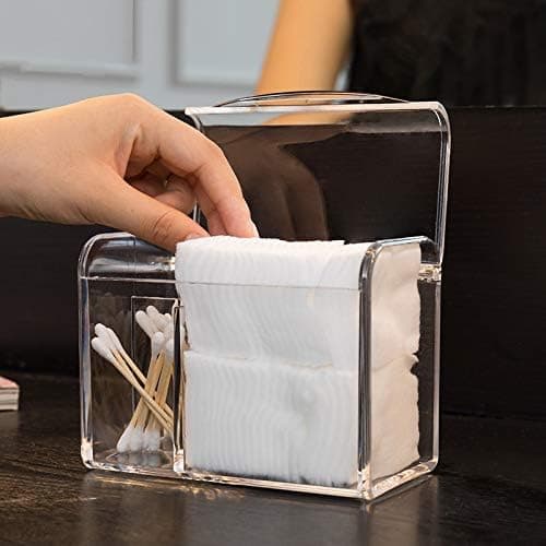 Qtip Holder Dispenser, Tandtråd, 3-rums plastikglas, Badeværelsesorganisation