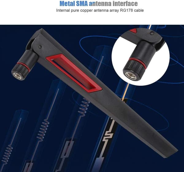 3 stk. High Gain Router Antenne, SMA 8DBi Interface Dual Band Antenne, RG178 Ren Kobberkabel