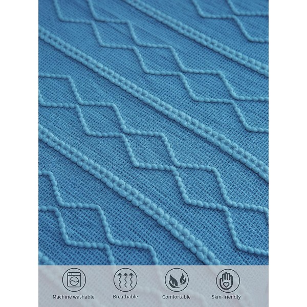 Mjuk stickad filt, vändbar filt, mjuk filt, marinblå 127*180cm - stil 2 color 2