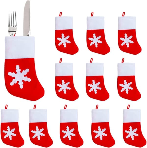 12 st julbestickstrumpor, julbordsbestickhållare bordsstrumpor